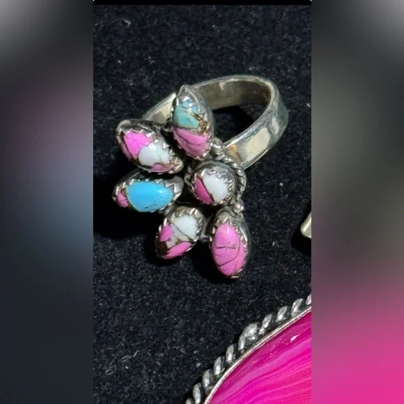 Sterling silver ring cotton candy turquoise sz 6 - Picture 2 of 4